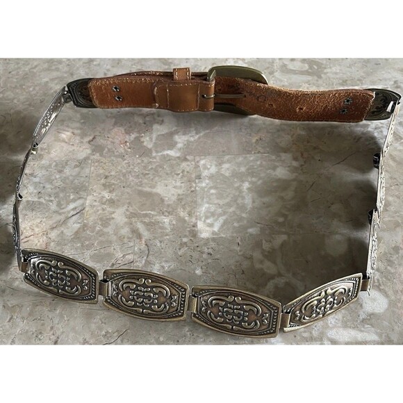 Vintage Women’s Western Small Concho Link Belt~Gold Metal~Southwestern Cowgirl main image 14